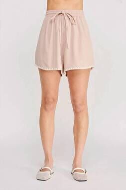 NEW ALLIE ROSE women's embroidered hem shorts in dusty rose